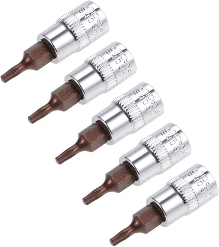 Vista 10 de uxcell 5 unidades de 1/4 pulgadas x T8 Torx Bit Socket, S2 brocas de acero CR-V Sockets 1.496 in Longitud Uso con llave de trinquete, barra