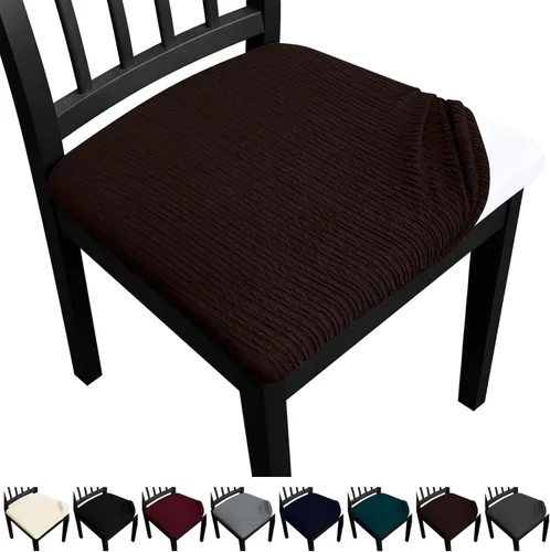Vista 11 de Fundas de asiento para silla de comedor, juego de 6 fundas lavables para sillas de comedor, fundas extraíbles para sillas de cocina, fundas
