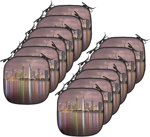 Vista 45 de Lunarable American Chair Cushion Pad, Massachusetts Flagg Holds a Bow and Pointing Downward Arrow, Seat Padding for Kitchen & Patio with Anti-Slip