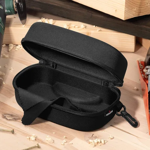 Vista 4 de NoCry Funda protectora para gafas se adapta a la mayoría de las gafas carcasa exterior semidura, resistente al agua y a prueba de golpes cremallera