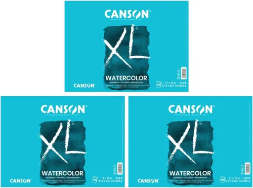 Vista 11 de Canson Bloc de acuarela serie XL, papel blanco pesado, encuadernación plegable, 30 hojas, 11 x 15 pulgadas