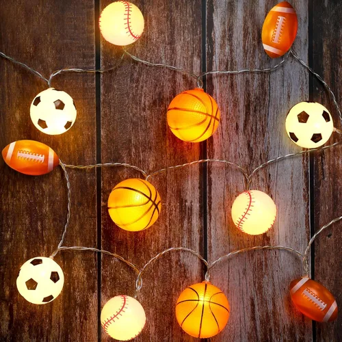 Vista 9 de Bencailor Tira de luces LED de béisbol, funciona con pilas, mini luces de béisbol para decoración de fiesta deportiva, dormitorio