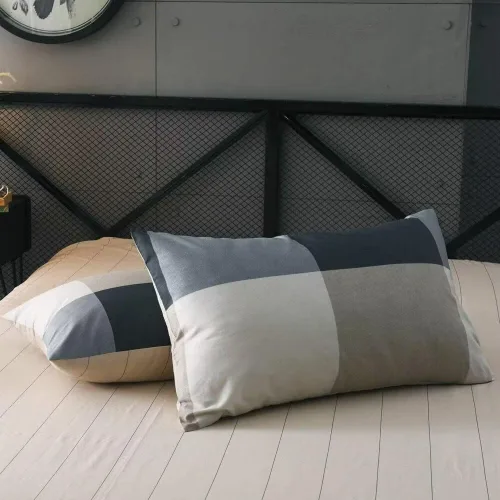 Vista 7 de MKXI Plaid Duvet Cover Twin Soft Grid Bedding Set 100% Cotton Plaid Bedding Geometric Comferter Cover with 2 Pillowcases Checkered Pattern Bedding