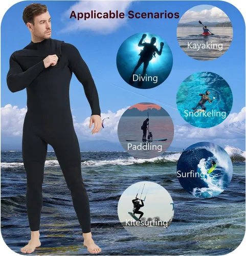 Vista 6 de Lemorecn Traje de neopreno súper elástico para hombre con cremallera en el pecho de 4/0.118 in