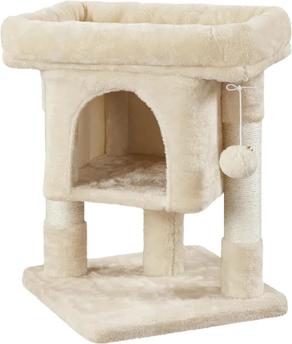 Topeakmart Árbol pequeño para gatos de 23.5 pulgadas, perca de felpa Beige