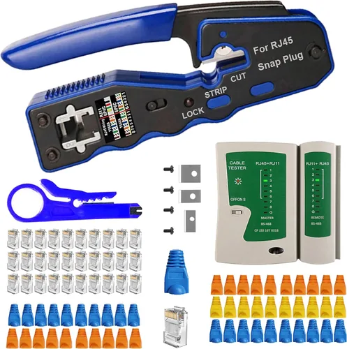 TAIWAIN - Herramienta pelacables de red de crimpado CAT5, crimpadora RJ45 para RJ12/RJ45 6P/8P, juego de cortadores de crimpado de cables CAT6,