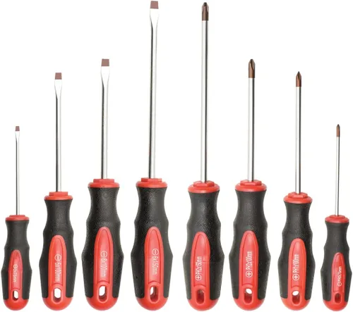 Vista 7 de ROTATION Juego de 6 destornilladores de punta magnética, 3 Phillips y 3 planos, punta roja Rojo, brillante, acero S2