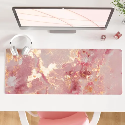 Vista 52 de QIYI - Alfombrilla grande para mouse, linda alfombrilla de escritorio rosa para computadora, alfombrilla de escritorio de piel sintética impermeable