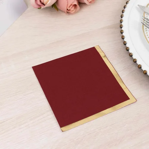 Vista 260 de Efavormart 50 Pack Servilletas de papel para fiestas de 2 capas suaves verde oliva con borde dorado de oro, servilletas para cenas, cócteles