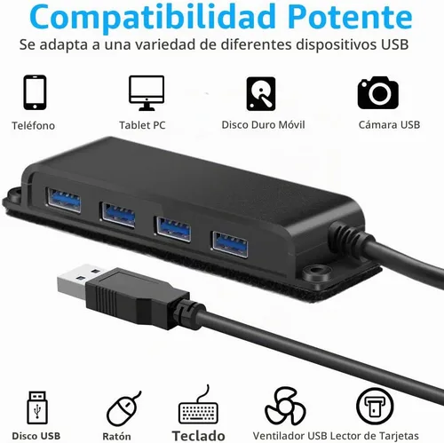 Vista 5 de Hub de escritorio portátil USB 3.0 de 4 puertos, concentrador de datos USB 3.0 fija con cable de 3.3 pies para MacBook, Mac Pro/Mini, iMac, XPS