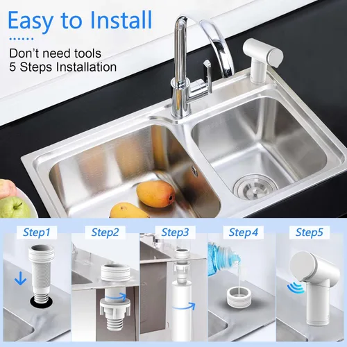 Vista 4 de W One Gear - Dispensador de jabón automático sin contacto para fregadero de cocina (con botella)