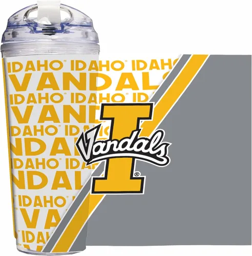 Vista 97 de Rico Industries NCAA - Vaso de acrílico estándar de 24 onzas con tapa con bisagras, vaso de doble pared con licencia oficial y popote