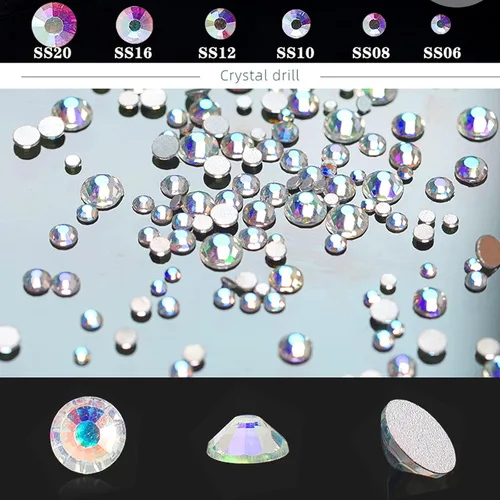 Vista 2 de Juego de 4880 piezas de diamantes de imitación de cristal de color, diamantes de imitación para uñas, cuentas redondas con parte trasera plana