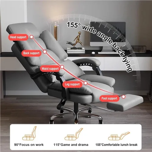 Vista 3 de Big and Tall Executive Office Chair with High Back Foot Rest and Adjustable Height Comfortable Computer Desk Chair with Wheels for Home and Office