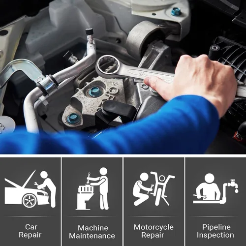 Vista 7 de Jetech Llave combinada de 0.555 pulgadas, grado industrial, acero al cromo vanadio, acabado con chorro de arena, apertura mecanizada de precisión