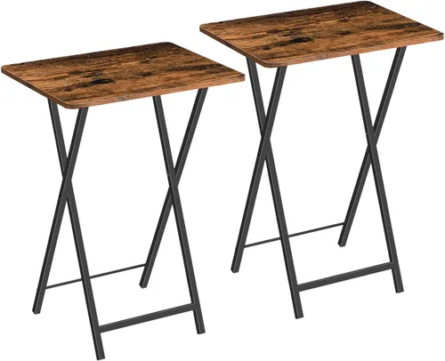 Vista 10 de HOOBRO Mesa plegable para TV, bandeja de TV, mesa de aperitivos para espacios pequeños, bandeja de comedor para comer en el sofá y la cama, fácil