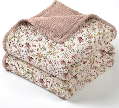 Vista 16 de lulumoon Manta de muselina neutra para bebé, ropa de cama de algodón transpirable para cuna para niños pequeños, 4 capas suaves y ligeras