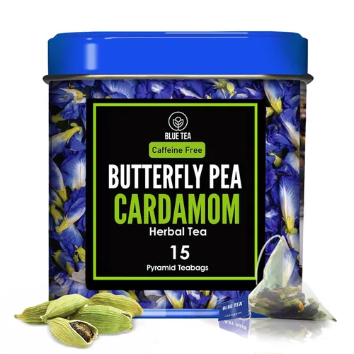 Vista 31 de BLUE TEA - Té de cúrcuma - Ashwagandha - 15 unidades - Bolsa de té a base de plantas Rico en curcumina - Mezcla de hierbas Té de hierbas - Sin