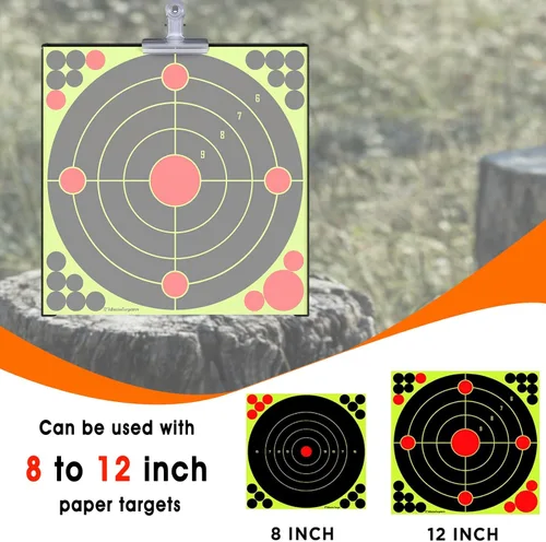 Vista 4 de Atflbox Trampa para Perdigones con Blancos de Papel Bullseye de Salpicaduras de 12''x12'' y Blancos de Tiro Giratorios para Calibre .177 .22