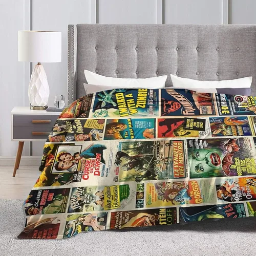 Vista 5 de Classic Horror Movie Blanket Soft Cozy Fleece Throw Blanket Plush Lightweight Warm Fuzzy Flannel Blankets and Throws for Couch Sofa Bed 50"X40