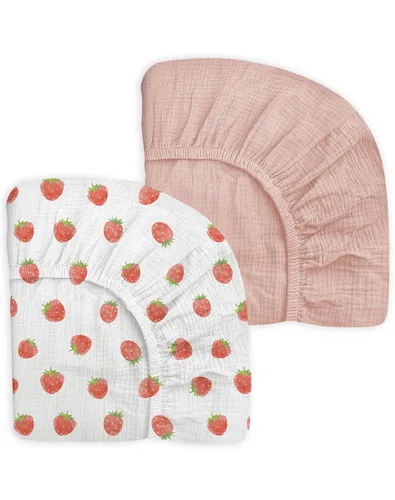 Vista 22 de Sábanas de cuna para niños y niñas, sábanas bajeras para cama de bebé de 28 x 52 pulgadas, ropa de cama de muselina neutra de algodón para cuna