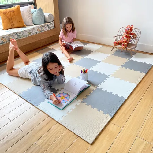 Vista 25 de MioTetto Tapete de juego para bebé, azulejos de espuma suave para el suelo para niños. Azulejos de espuma entrelazados ajustables, se adapta a