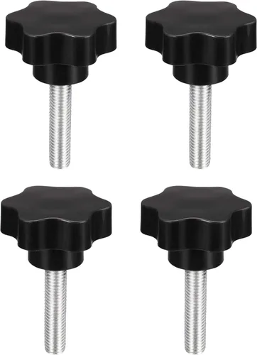 Vista 5 de uxcell Pomo de tornillo de sujeción, 1.496 in de diámetro, empuñaduras hexagonales color ciruela con forma de estrella, rosca macho M8 x 0.630 in, 4