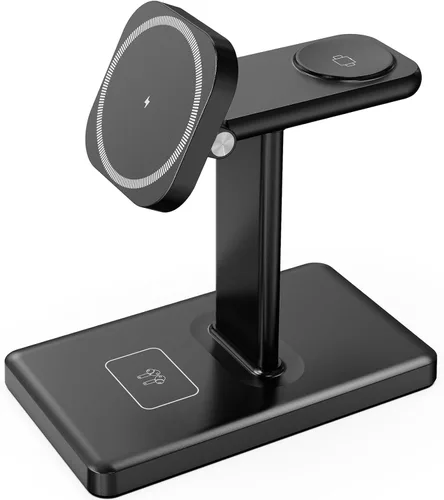Vista 7 de Soporte de cargador inalámbrico 3 en 1 para iPhone, Apple Watch y AirPods, estación de carga magnética para múltiples dispositivos Apple