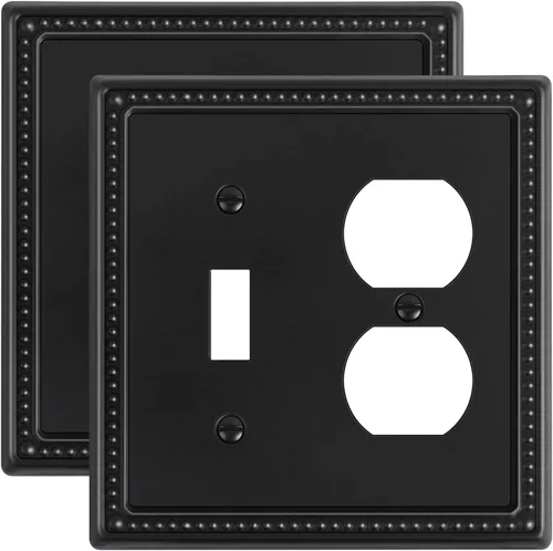 Vista 122 de Paquete de 2 cubiertas de placa de interruptor de luz de doble palanca, cubiertas decorativas de placa de doble interruptor Pearls, placa de pared
