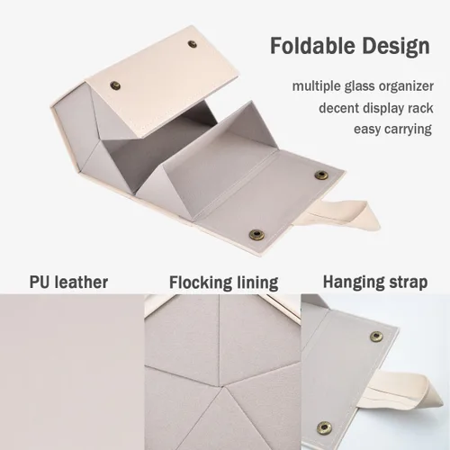 Vista 4 de Kenpal Organizador de almacenamiento para lentes de sol, estuche de viaje plegable con 5 compartimentos de ranura para múltiples gafas