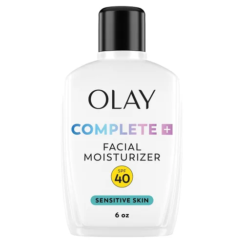 Olay Complete+ Hidratante Facial con Protector Solar SPF 40, Para Piel Sensible, Protección Solar de Amplio Espectro, Sin Fragancia - Sin Residuo