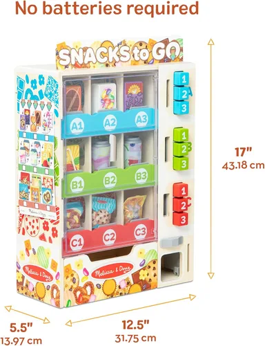 Vista 7 de Melissa & Doug Sort-Stock-Select - Máquina expendedora de madera de juguete con comida para jugar, mini máquina expendedora de juguetes y dinero