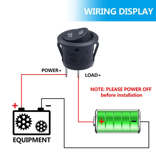 Vista 6 de Twidec/5Pcs 12V Interruptor basculante redondo AC 6A/250V 10A/125V SPST 2 pines 2 posiciones interruptor basculante de encendido/apagado para coche