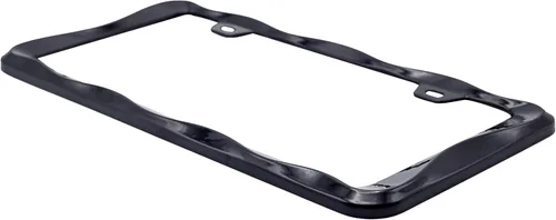 Vista 3 de Creathome - Marco de matrícula negro con patrón de ondas rizadas en 3D, de aleación de zinc puro