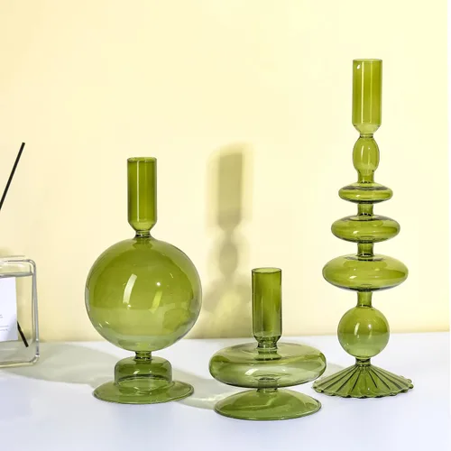 Vista 13 de Rtteri - 3 portavelas de vidrio elegantes con diseño ondulado para bodas, cumpleaños, fiestas, Navidad, Halloween, decoración del hogar, para Marrón