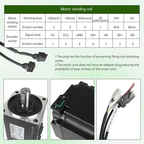 Vista 4 de CNCTOPBAOS Kit de servomotor de 750 W CA con freno, codificador óptico de 23 bits, brida de 3.150 in 3000rpm-6000rpm 2.39-7.17N.m, kit