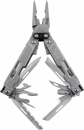 Vista 10 de SOG PowerAccess Deluxe Multiherramienta de Acero Inoxidable de Servicio Pesado Todo Uso con Funda de Nylon, Dos Hojas de Cuchillo, Abrelatas y Negro