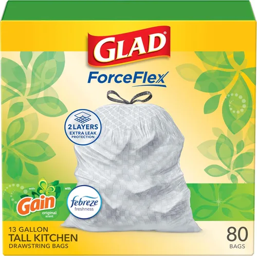 Vista 12 de Glad ForceFlex Bolsas de basura altas para cocina, 13 galones, Gain Original, 40 unidades (el paquete puede variar)