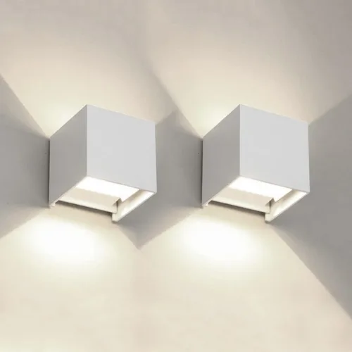 Vista 24 de 2 piezas de luces de pared G9 para exterior/interior, apliques de pared con luces hacia arriba y abajo, IP65 impermeables, iluminación moderna