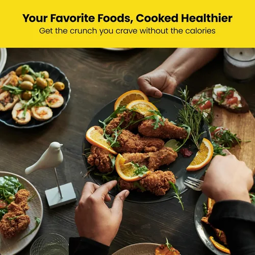 Vista 6 de Chefman TurboFry - Freidora de aire de 2 cuartos de galón, cesta y bandeja apta para lavavajillas, utiliza poco o ningún aceite para alimentos Negro