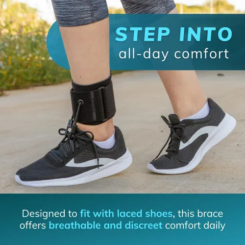 Vista 5 de BraceAbility AFO - Soporte de caída de pie, ajustable, suave, para ortesis de pie, para hombres y mujeres, para caminar con zapatos, soporte