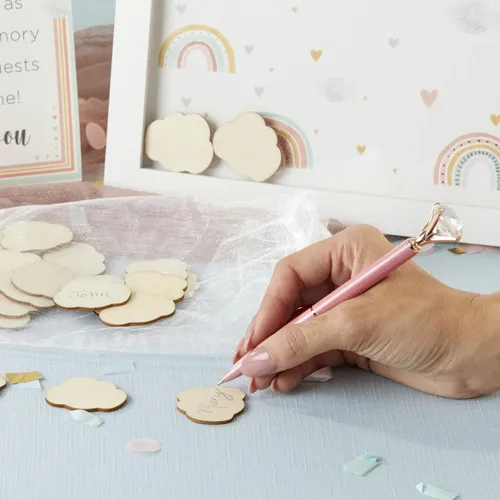 Vista 5 de Kate Aspen Libro de invitados alternativo para baby shower, tamaño único, arcoíris bohemio