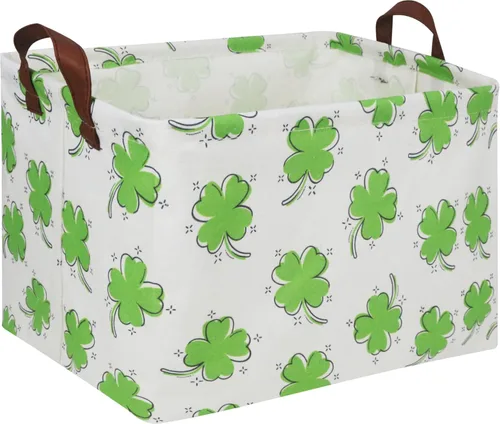 Vista 17 de Cesta de almacenamiento rectangular verde, cesta de ropa con asas, caja de almacenamiento plegable, cesta de regalo, decoración de habitación