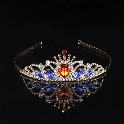 Vista 6 de Evie - Peluca de disfraces de los descendientes con corona para disfraces de Halloween y fiesta (azul largo)