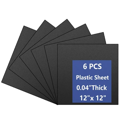 Vista 8 de Paquete de 6 hojas de plástico negro de 8 x 12 x 0.04 pulgadas, hojas de plástico flexibles de alta resistencia, panel de plástico negro