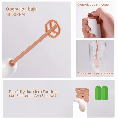 Vista 5 de Mezclador eléctrico de mano de fórmula para bebés, Mezclador de bebida portátil (blanco)