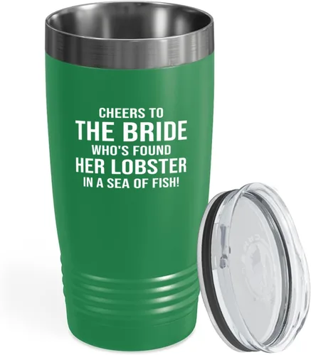Bride Tumbler 20oz Green -Found Her Lobster - Bride To Be Gifts Bridal Shower Wedding New Bride Mr Mrs Bachelorette Party Fiancee Newly Engaged