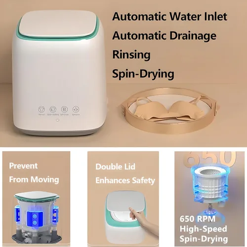 Vista 6 de Lavadora portátil, lavadora de ropa interior, lavado inteligente, lavadora pequeña de gran capacidad para ropa, ropa interior, calcetines