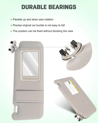 Vista 5 de SCITOO Conjunto de visera solar para el lado derecho del pasajero, color beige, para Toyota Camry Sedan 2006, 2007, 2008, 2009, 2010, 2011, con luz