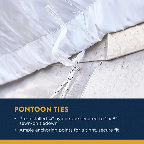 Vista 7 de Transhield Funda para barco pontón, funda de almacenamiento de pontón de 16 pies, resistente, impermeable y reutilizable, cuerda perimetral